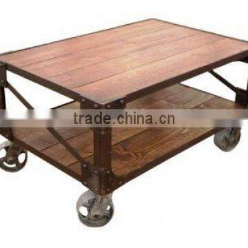 X PARK WOODEN COFFEE TABLE , INDUSTRIAL WOODEN COFFEE TABLE ON WHEELS CHART