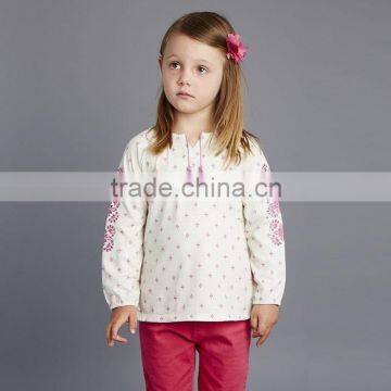 DK0091 dave bella 2015 autumn floral girls boutique outfits children's clothes girls T-shirt child cotton blouse