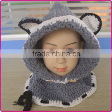 Cute crochet cowl hat hand knitted children hoodie winter hat