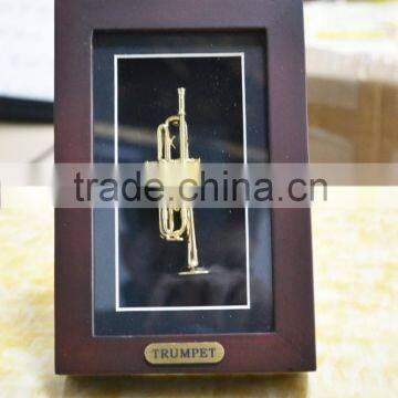 Display Case Wall Frame Gold Trumpet Model