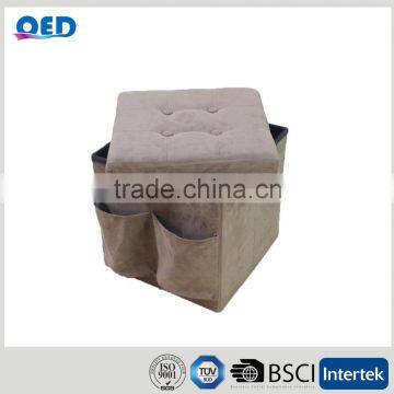 F / R Leather Ottoman pouf with Pockets