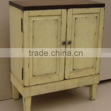 Hand painted two doors light brown cabinet withTwo Tone,antique solid wooden living room cabinet