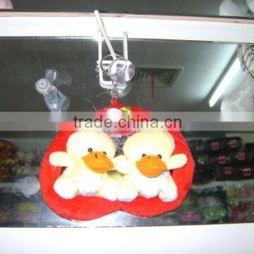 lovely&beautiful soft stuffed plush valentine duck with string&sucker for valentine festival