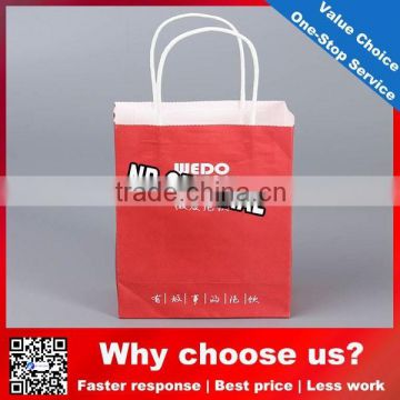 2015 Recyclable useful free design custom print red craft paper bag