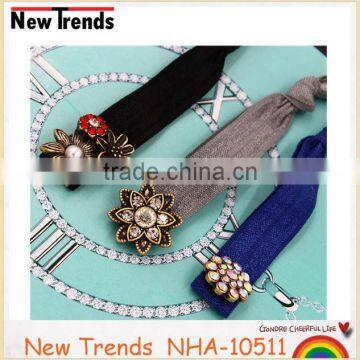 Vintage Rhinestone Flower Elastic Hair Band Hot Sale photo-3