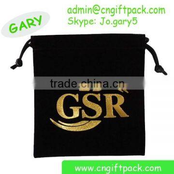 Custom Logo Printed Black Velvet Pouch Drawstring