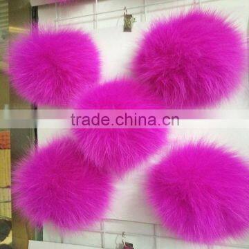 Factory Wholesale Colorful Real Fox Fluffy Fur Pom Poms / Balls