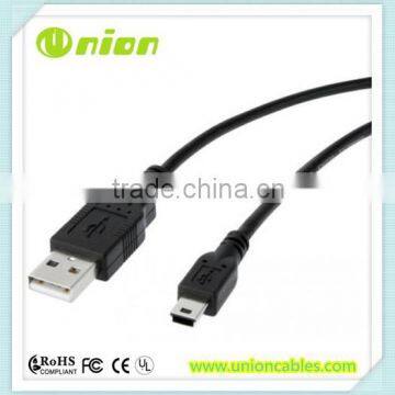 High Speed USB 2.0 Type A Male to Mini B 5 Pin Charger Cable Lead Black