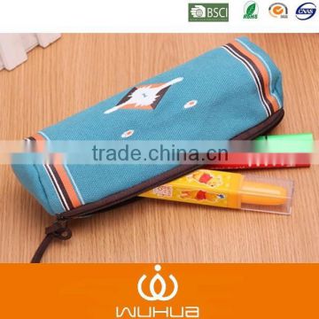 blue canvas promotional Vogue Cute Canvas Zipper Thin Pencil Case