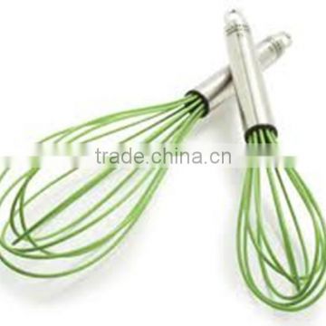 novelty stainless steel handle with silicone wire milk frother whisk