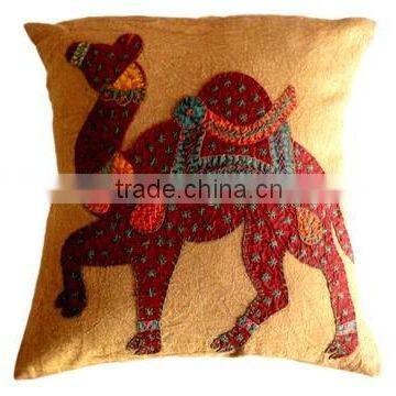 RTHCC-53 Traditional Royal Armed Camel Indian Patchwork Art Kantha Cotton cushion covers New Year Christmas Home Decor Gift