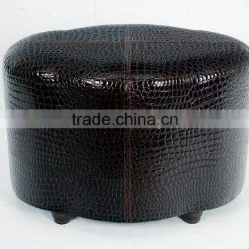 Simple black leather round stool