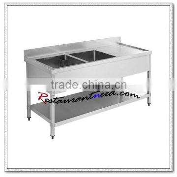 S040 Double Stainless Steel Bench Sink With Under Shelf