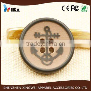 round four holes custom anchor logo resin button