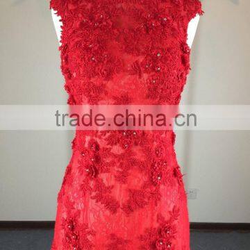 (JBH2016-8) MARRY YOU Real Sample Red Lace Evening Dress 2016 photo-3