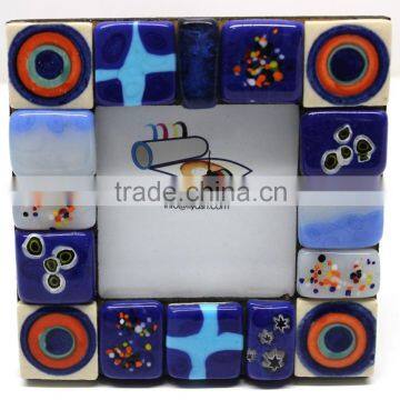 Hand Worked Ceramic / Glass Tiles Ftd. Murano Inspired Designer Photo Frame - 5 Inch Sq. ( Photo 3 Inch Sq.)