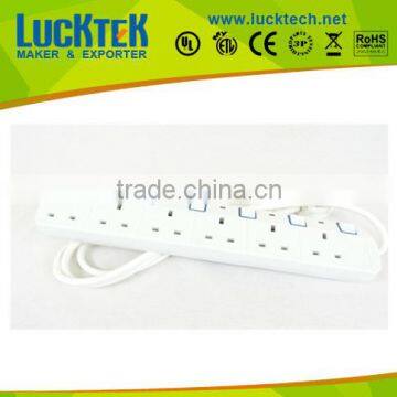 6-way UK 13A Switched Power Extension Socket with individual switch