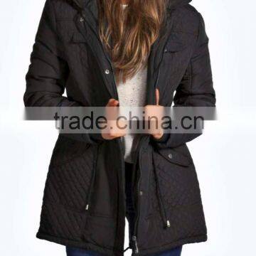 womens black color quilted coat