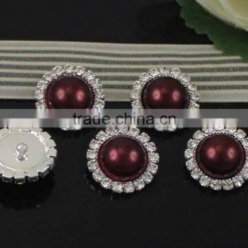 Deep Red sewing imitation pearl rhinestone button