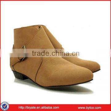 Leather Strap Style Low Heel Lady Ankle Boots