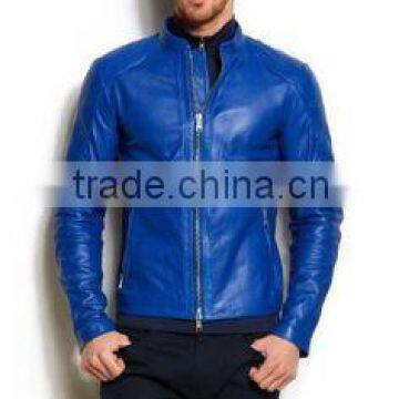 Pakistan Produces Blue Fashion leather jacket For Men