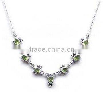 Handmade silver Peridot Necklace wholesale 925 silver jewelry