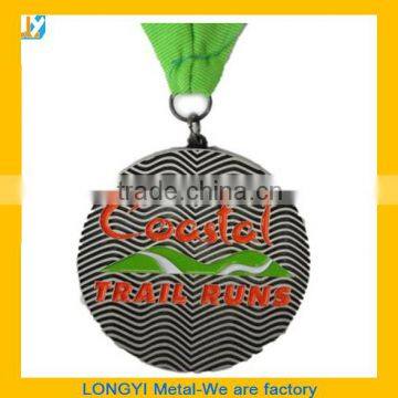 2016 hottest sale customized trail running medals with ribbons