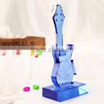 Blue Crystal Guitar Musical Instrument for Home Decorations & Gifts CO-M003