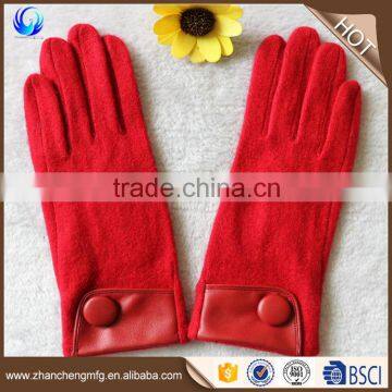 New Fashion Ladies Winter Red Alpaca Wool Knitted Gloves for Touch Screen