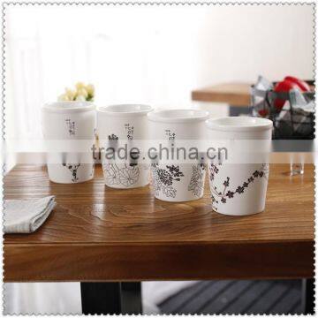 Ceramic Double Wall Cup with lid,Creative Double Wall Cup ,Popular Double Wall Cup