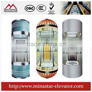 VVVF gearless glass scenic elevator lifts|elevator design for building|commercial usage panoramic lifts