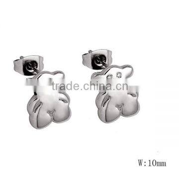 SRE0077 2015 New Products Stainless Steel Jewelry Crystal Setting Blank Teddy Bear Earring