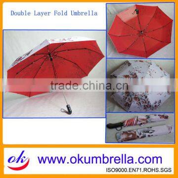 Auto open 3 fold large fold umbrella with color coating