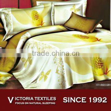orange flower printed full bedding bedclothes sets 4 pieces bed set 3d