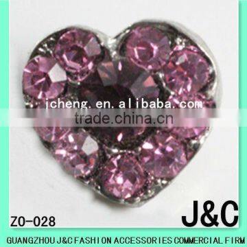 Heart ShapeFlower Rhineston Zamac Button