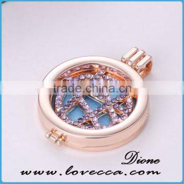 Round Rose Gold (35mm) Aromatherapy / Essential Oils Diffuser Locket Necklace photo-5