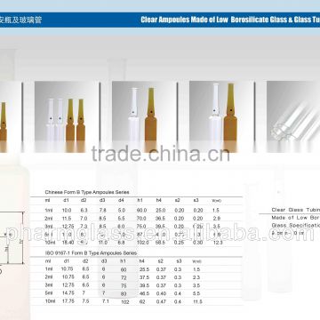 Clear Ampoules Made of Low Borosilicate Glass