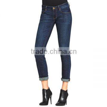 Custom Jeans Pants Fashion Dark Blue Ladies Low Waist Jeans