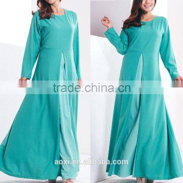 OEM Service China Factory Custom Made Arabic Chiffon Solid Muslim Layers Dress