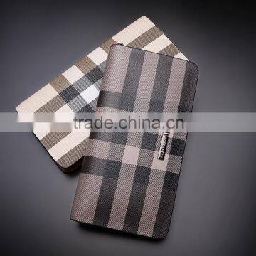 Classic Plaid Leather Wallets Clutch Hand Bag for Men Fashion photo-6