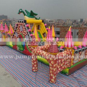 Full printing dragon obstacle course for children,Hot rental Inflatable bouncy castle/Jumping house adventure