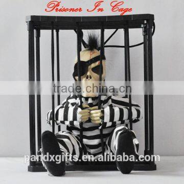 Prisoner in cage LED eyes and sound halloween decoration