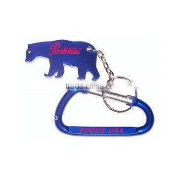 Bear Shape Bottle Opener With Key Chain & Carabineer