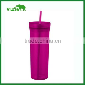 Custom BPA free Acrylic double wall tumbler mug with leak proof straw