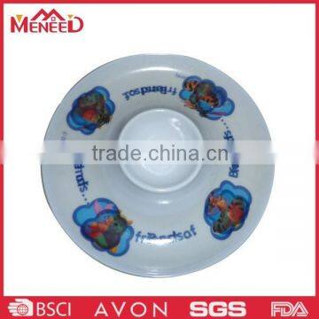 Cartoon print plastic round shape chips plate , melamine stock plate