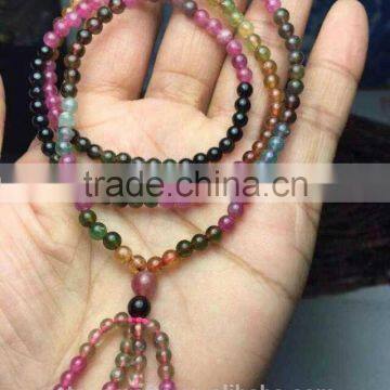 4mm natural genuine tourmaline semi-precious loose beads stretch bracelets