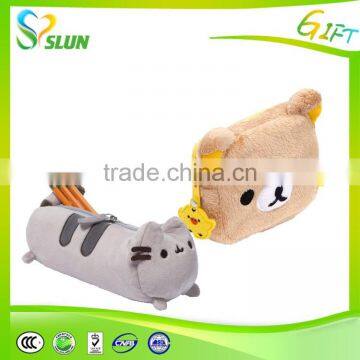 Round cute plush zipper pencil bag for gift