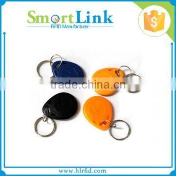 cheap reflective rfid nfc keychain tags for entrance control/134.2Khz plastic rfid key fobs with metal ring