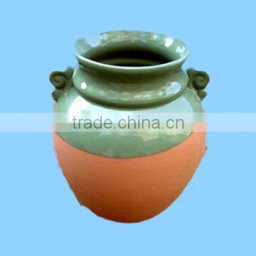 Terracotta Wall Pot Planter With Green Glaze fire pits