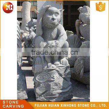 High Quality Cute Beautiful Granite Carving Garden Stone Monkey Statue photo-2